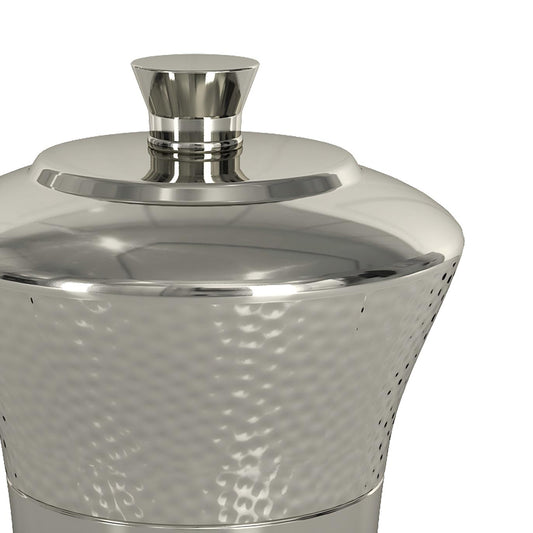 Classic Stainless Steel Vanity Jar Stylish Storage For Cotton Swabs,Sponges & Bath Salts   Decorative Canister For Bathroom,Bedroom   Hammered Shiny Finish