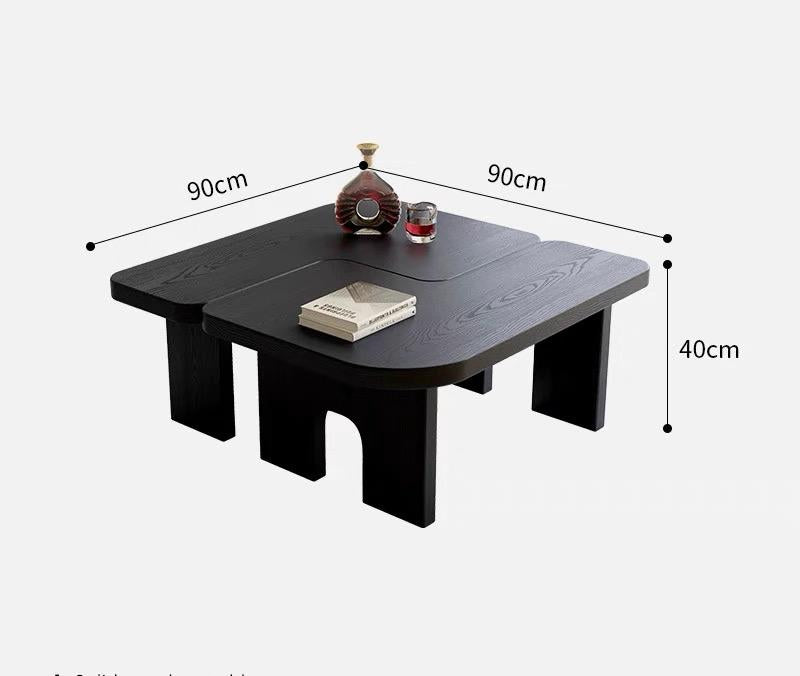 Modern Black Wooden Nesting Coffee Table Set, 70.86  Extendable Splicing Center Table For Living Room, Space - Saving Accent Furniture With Smooth Surface
