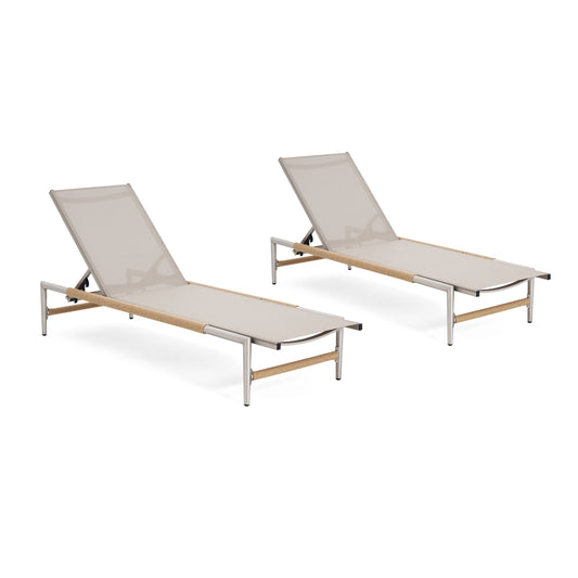 Hargrove Outdoor Patio Aluminum Chaise Lounge  Set Of 2