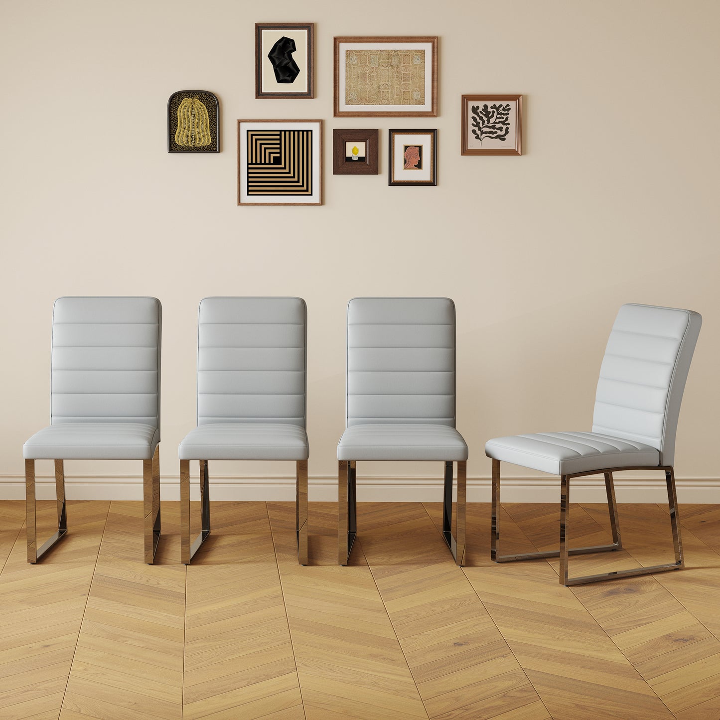 4 Pack  Heavy Duty Chairs Set 2.1 Thick Cushion, Iron Frame, Perfect For Home Or Office. Classic Colors, Great Value