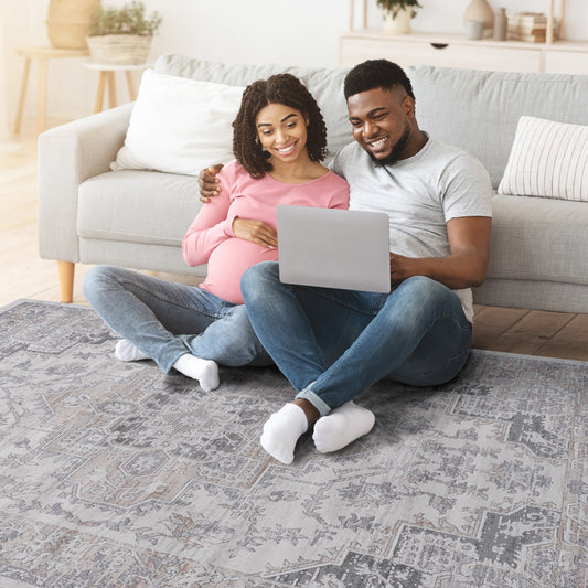 MARFI  2X8 Ivory  Beige  Oriental Runner Rug