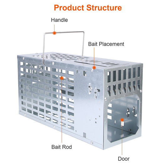 1Pc One Door Humane Live Mouse Trap Reusable Metal Rat Rodent Cage Catch Release Continuous Capture Indoor Outdoor Pet Children Safe