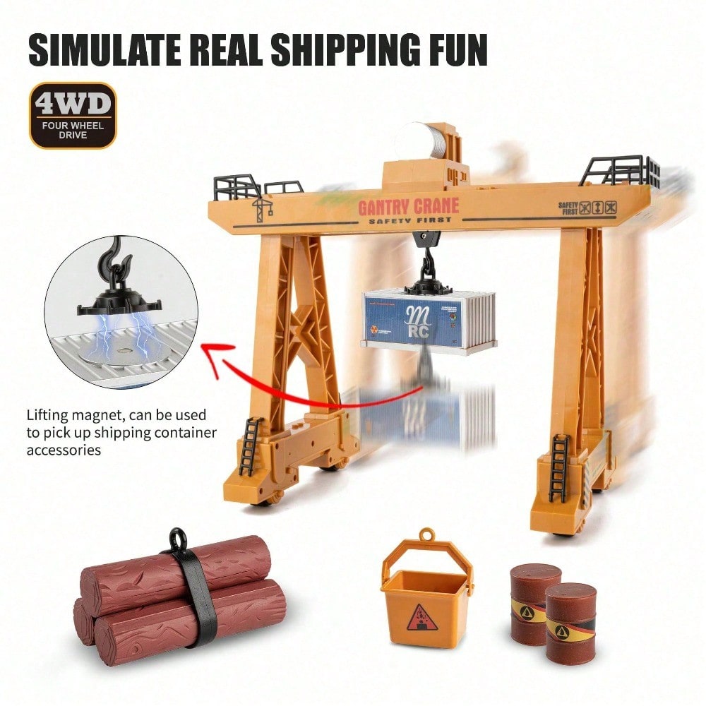 2.4GHz Remote Control Gantry Crane, Assemble It Yourself. A 118 Scale, Lifelike Construction Site Truck. Educational, Fun, And A Great Gift For Kids 6. Forklift, Construction, Toy Truck