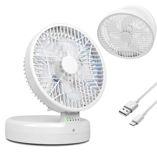 Quiet Table Fan 90 Degree Foldable Desk Fan With 4 Wind Speeds Type-C Rechargeable Wall-Mounted Fan Portable Desktop Fan For Home Bedroom Kitchen Office Outdoor Travel