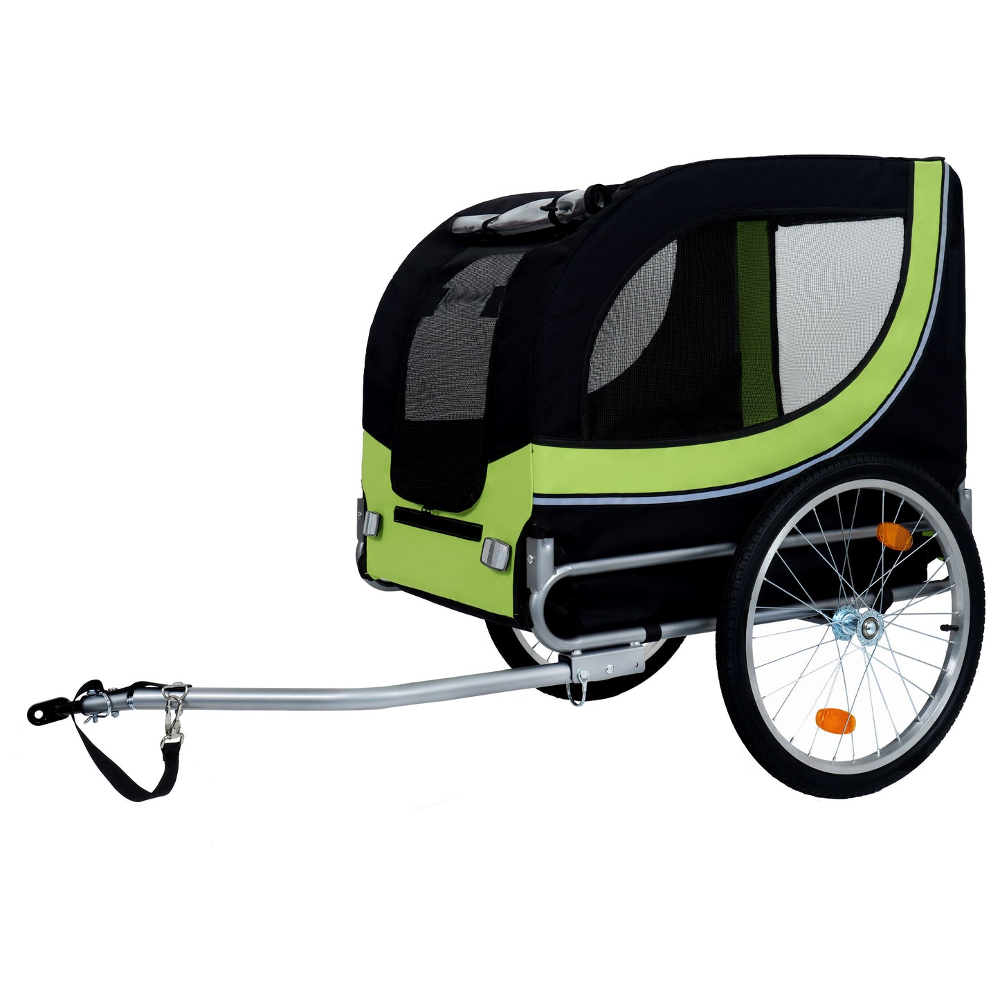 Large Folding Bike Trailer For Dogs - 66LB Capacity All-Terrain Pet Carrier, Durable Steel Frame For Cycling, Jogging, Camping & Outdoor Adventures, Black- Green