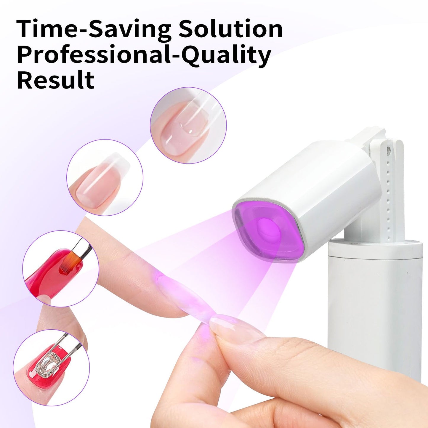 Generic Portable Mini Handheld UV Nail Light Belt Encourage For Gel Nail Lamp With Foldable Stand Mini Nail Light Portable Led Nail Lamp With Screen Small Nail Lamp Foldable Stand Fast Drying, White