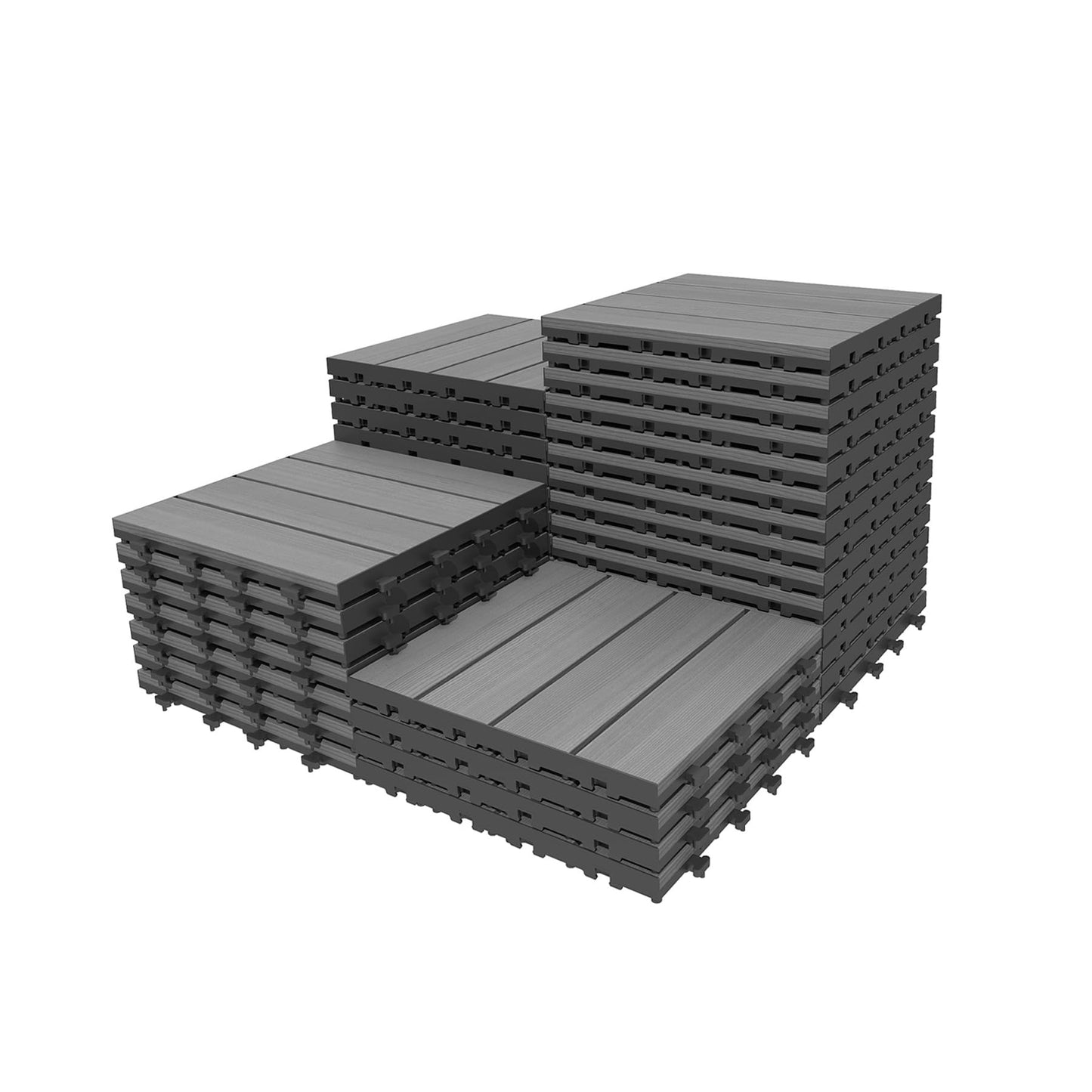 36 Pcs Interlocking Deck Tiles, 12   X 12   HDPE Outdoor Flooring, Patio Flooring Outdoor Waterproof, Deck Tiles Outdoor Waterproof For Deck Garden Poolside, All Weather Use -Dark Grey