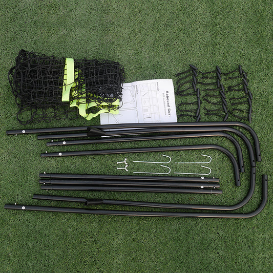 Steel Pipe Rebound Soccer Football Goal Black,Adjustable Rebounder Net,55.12 X 35.43 X 31.50, For Soccer, Football,Lacrosse, Baseball, Tennis