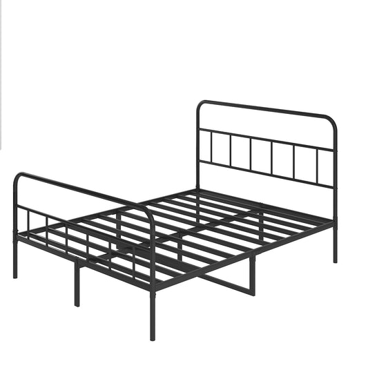 Queen Bed Frame With Headboard And Footboard, Metal Platform Bed Frame, All Metal Slats Support, Under Bed Storage, No Box Spring Needed, Easy Assembly, Black