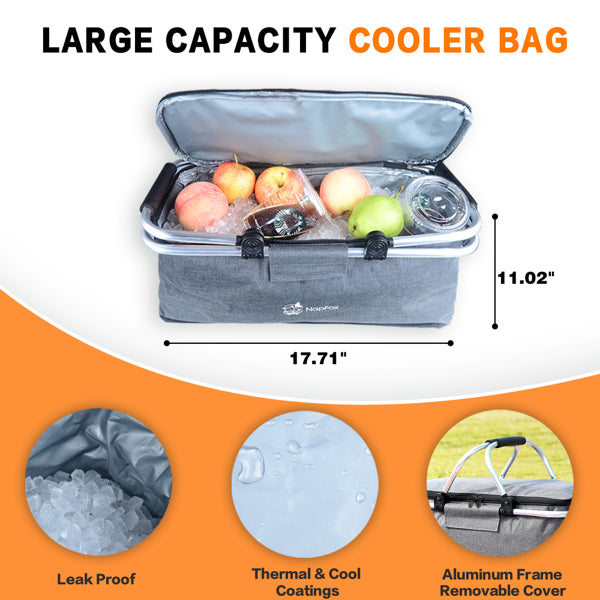 Foldable Wagon With Removable Canopy & Cooler Bag - Heavy Duty Collapsible Wagon Utility Cart With 4inch All-Terrain Wheels For Camping Beach Garden, Black