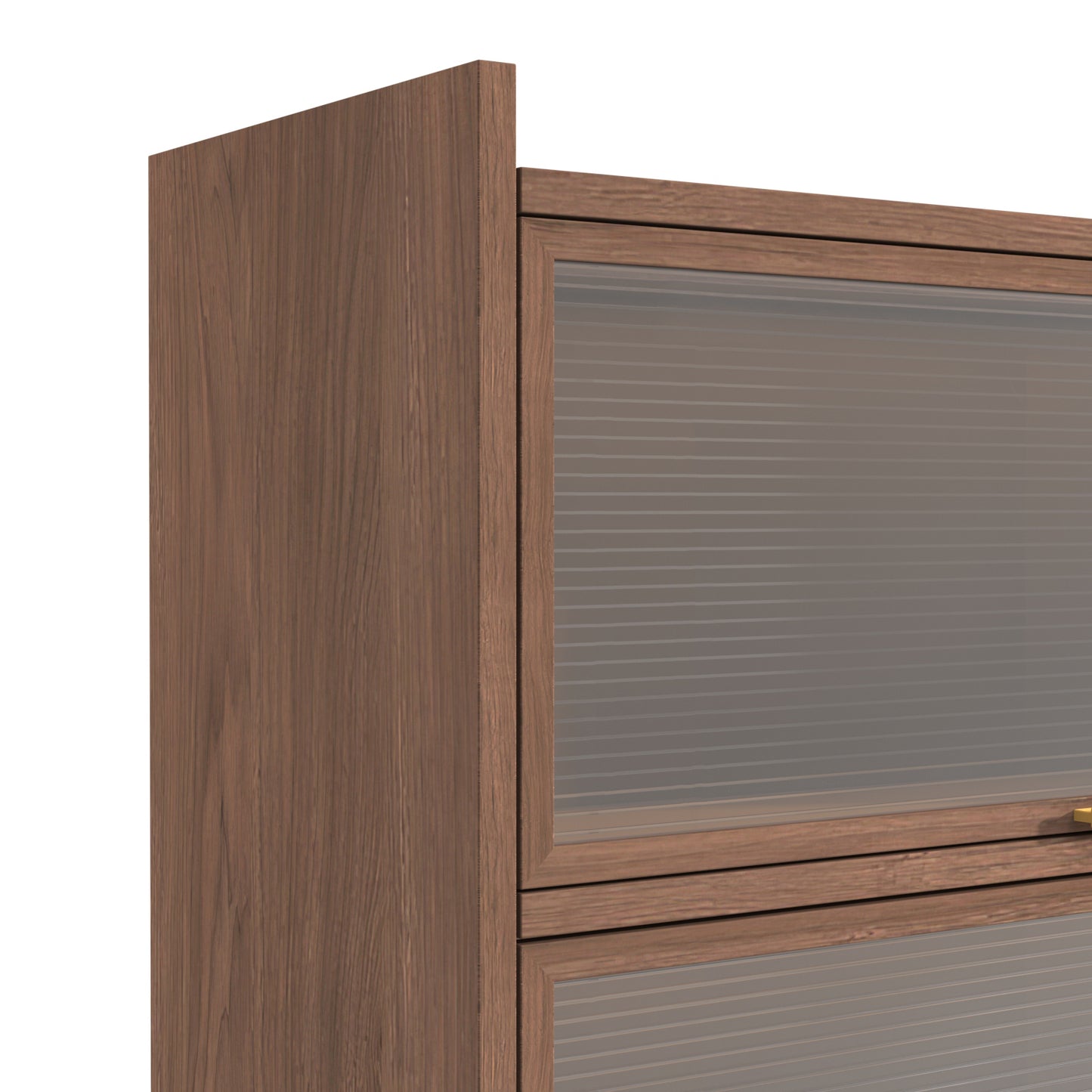 44'' Tall Metal 3 Flip Doors Cabinet, With Ample Storage Space For Bedroom, Office, Living Room, Hallway, Entryway Walnut