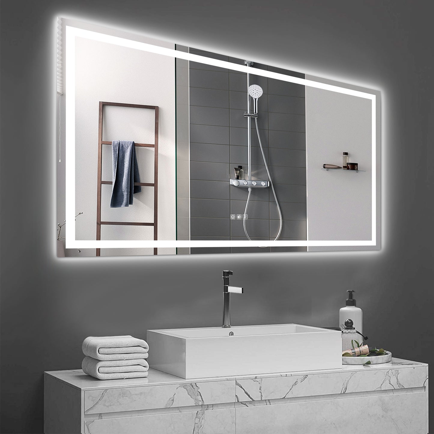 72 X36  LED Mirror Light Bathroom,anti-Fog & Dimming Led Bathroom Vanity Mirror