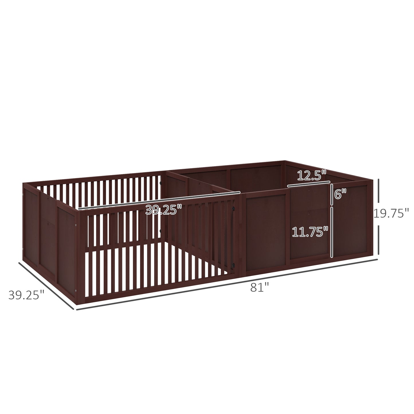 Whelping Box For Dogs Built For Mother's Comfort, Dog Whelping Pen With Removable Doors, Puppy Playpen For Indoors, Newborn Puppy Supplies & Essentials, 81" X 39" X 20", Coffee