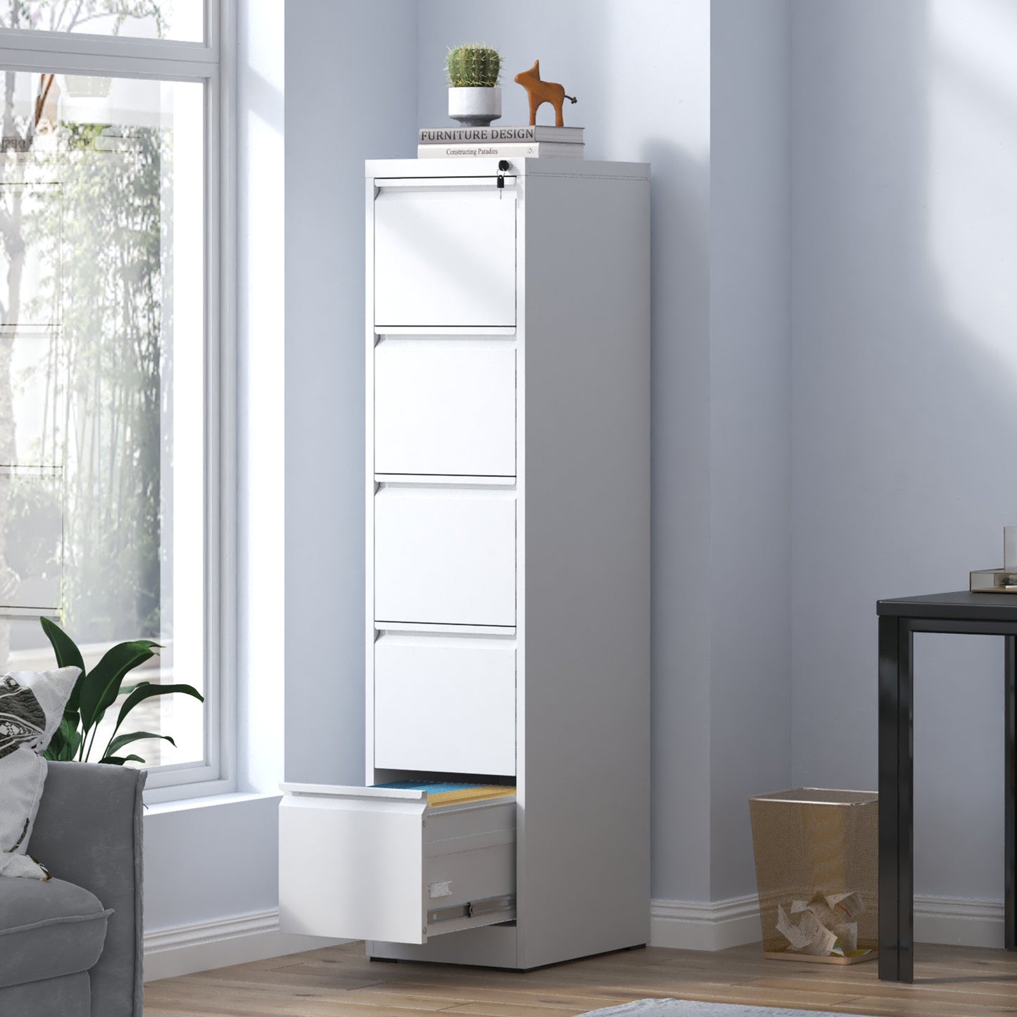 5 Drawer Metal Vertical File Cabinet With Lock Office Home Steel Vertical File Cabinet For A4 Legal Letter Size