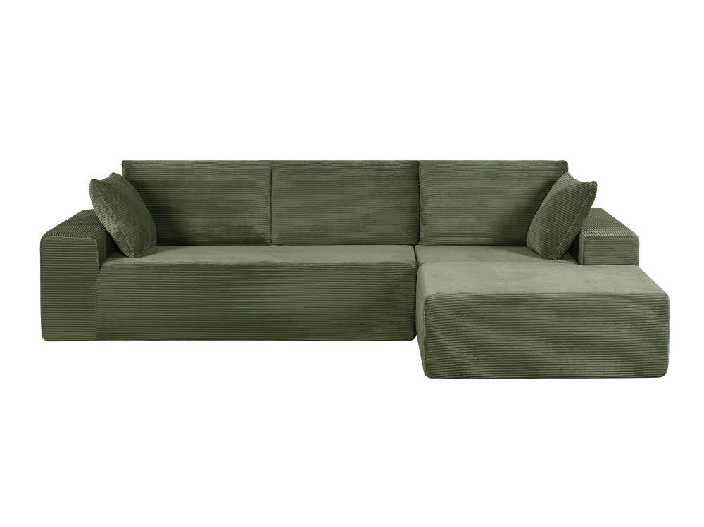 CozyForm Convertible Sectional Sofa In Soft Corduroy, Modern Comfy Couch With Full Foam Cushioning, Cozy Sleeper Sectional For Living Room, Bedroom, No Assembly Required, Dark Green - Right Facing
