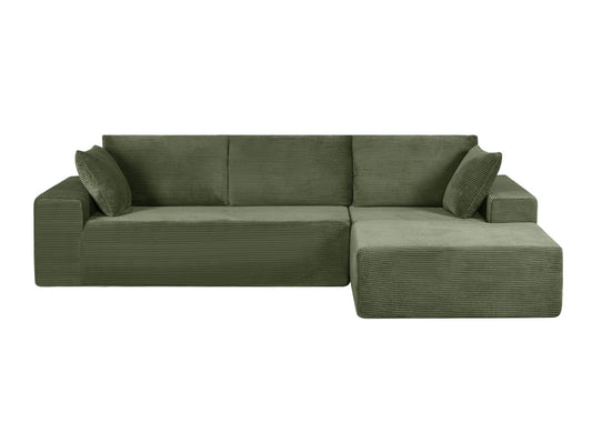 CozyForm Convertible Sectional Sofa In Soft Corduroy, Modern Comfy Couch With Full Foam Cushioning, Cozy Sleeper Sectional For Living Room, Bedroom, No Assembly Required, Dark Green - Right Facing