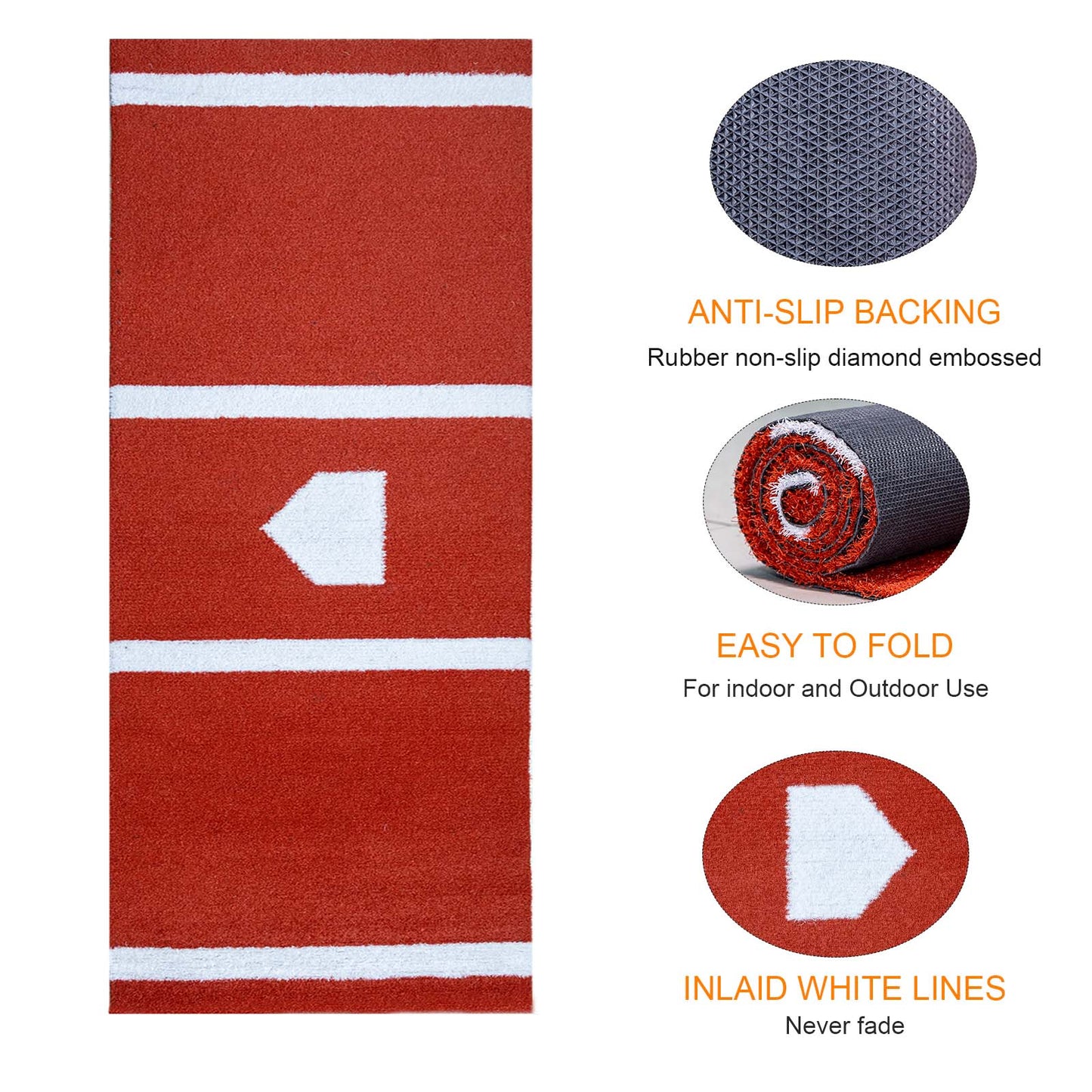Premium Baseball Batting Mat 10x3.8 Ft Indoor Outdoor Portable Baseball Softball Hitting Mat, Non-slip Rubber Bottom Batting Cage Mat With Home Plate For Batter, Pitcher And Catcher Training