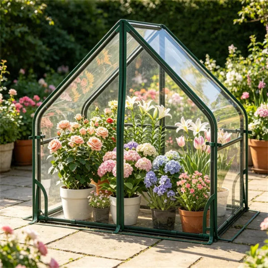 36' X 20' X 34' Ortable Mini Greenhouse With PE Bottom Mat, Waterproof Clear PVC Plant Grow Tent With Metal Frame, Wind Resistant Outdoor Green House For Garden Balcony