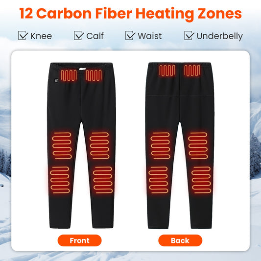 1Pc  Winter Heated Pants For Men Women With 12 Heating Zones 5V USB Powered Heating Trouser With 3 Heating Levels Machine Washable For Outdoor Winter Activities Unisex