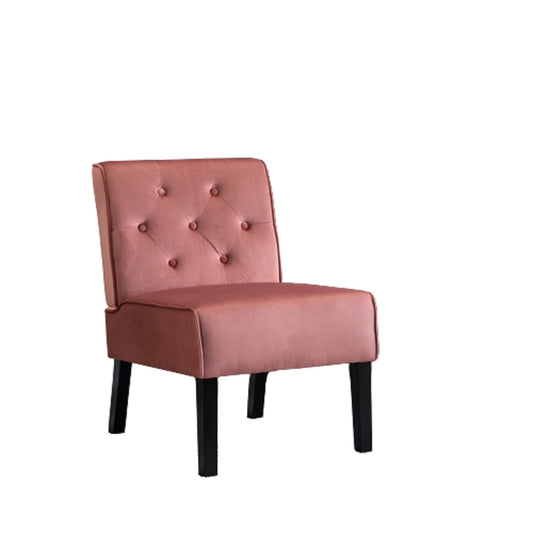 Reese 53    2Piece Living Room Armless Button Tufted Pattern Accent Chair With Velvet Fabric And Premium High Density Foam Cushion, Rose