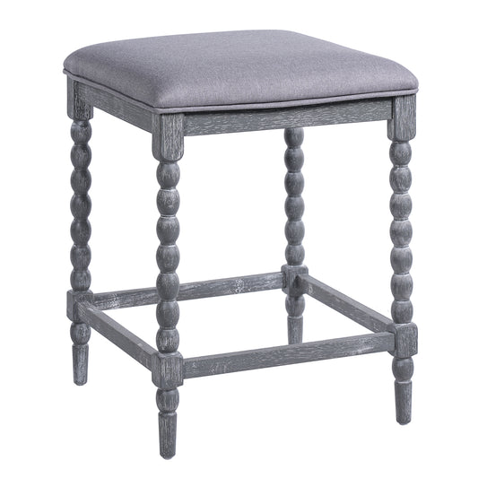 26Counter Stools,Set Of 2 With Upholstered Seat, Solid Acacia Wood Frame, Foam-Padded Seat, Open Airy Design For Kitchen Island And Bar, Gray