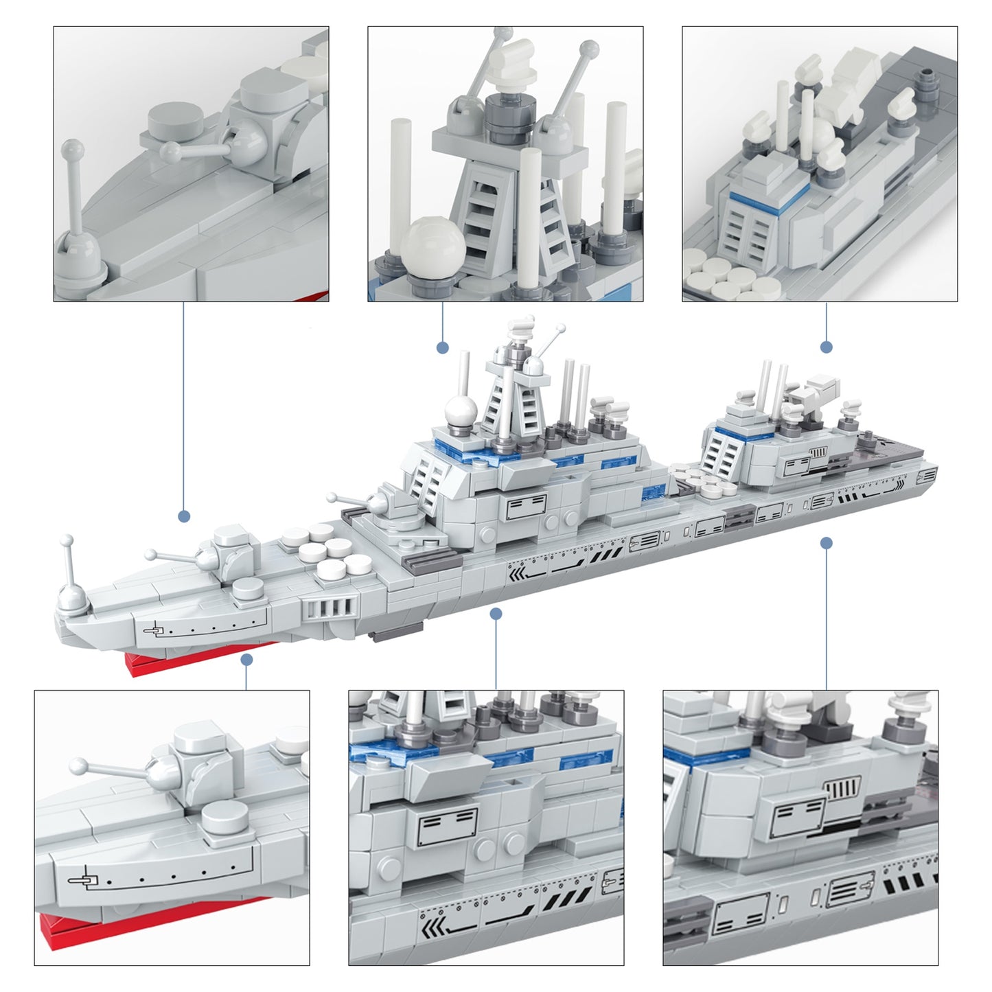 Warship Building Toy Movable Parts STEM Toys 799 PCS Battleship Building Kit With Figurines For Kids
