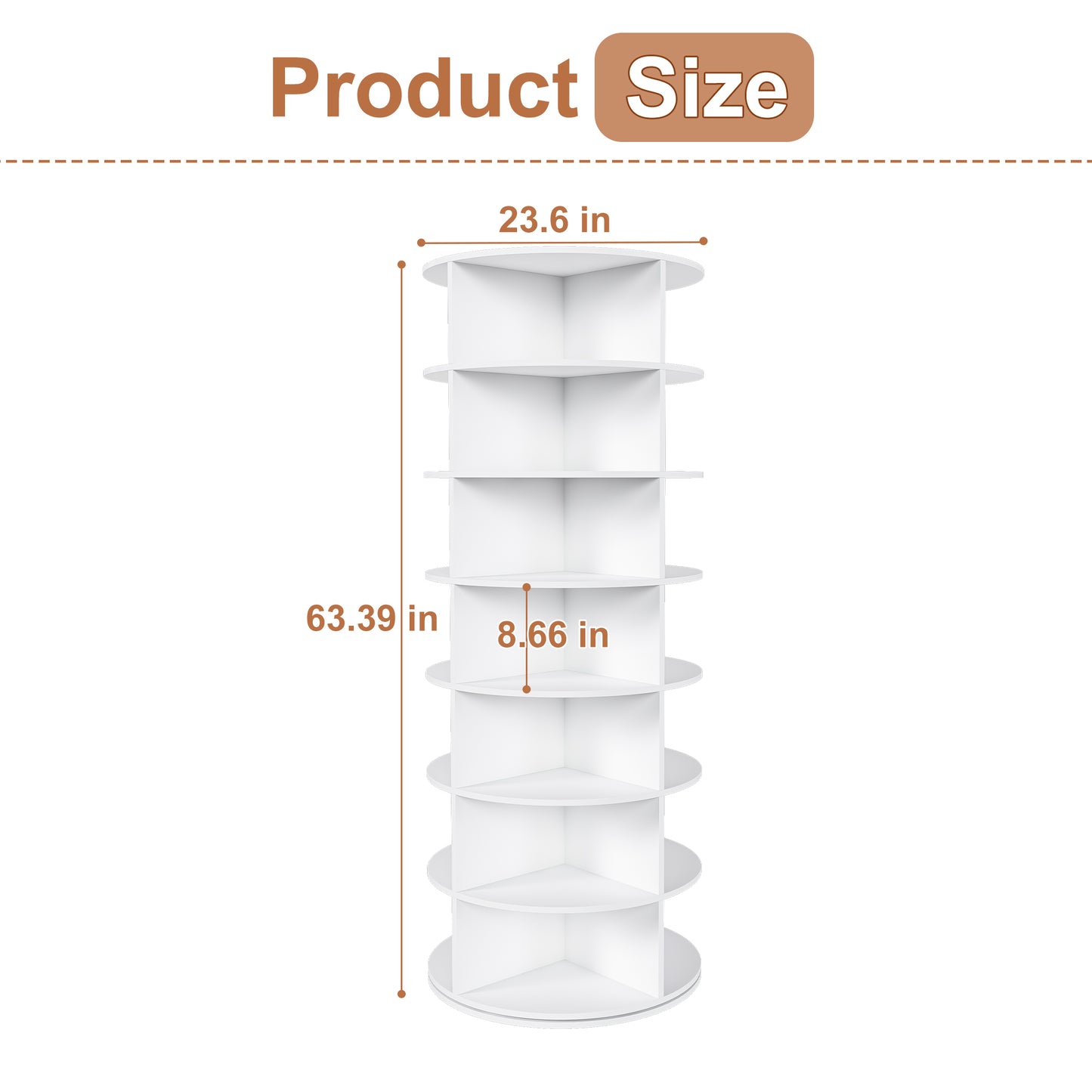 Rotating Shoe Rack Tower, 7-Tier Spinning Storage Rack, Free Standing 360 Revolving Shoe Organizer, Holds 28 Pairs Of Shoes  7-Tier,White