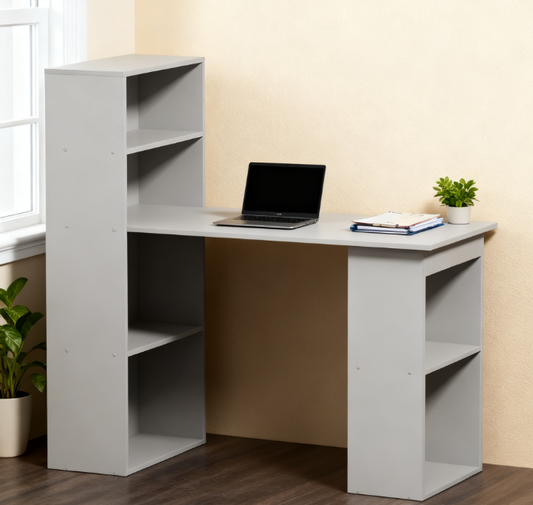 Compact Computer Desk , Writing Table Workstation With Bookshelf