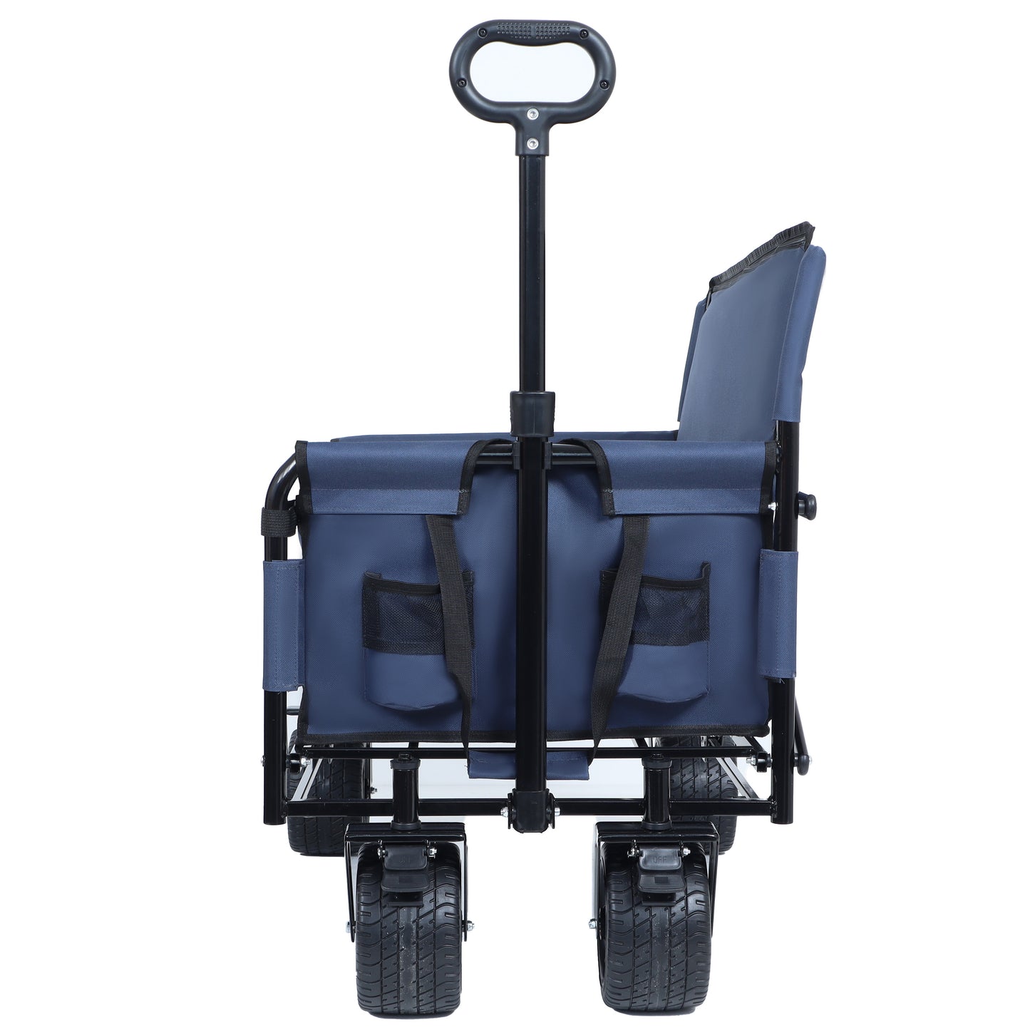 3- In- 1 Convertible Folding Wagon Cart With Bench Seat & Storage -  500lbs Heavy- Duty Utility Wagon  180L Capacity All- Terrain Wheels For Camping  Beach  Sports  Garden  Dark Blue