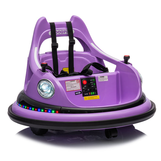 12V Ride On Bumper Car For Kids,electric Car For Kids,1.5-5 Years Old,W Remote Control, LED Lights, Bluetooth & 360 Degree Spin, Vehicle Body With Anti-collision PaddingFive-point Safety Belt,2wd