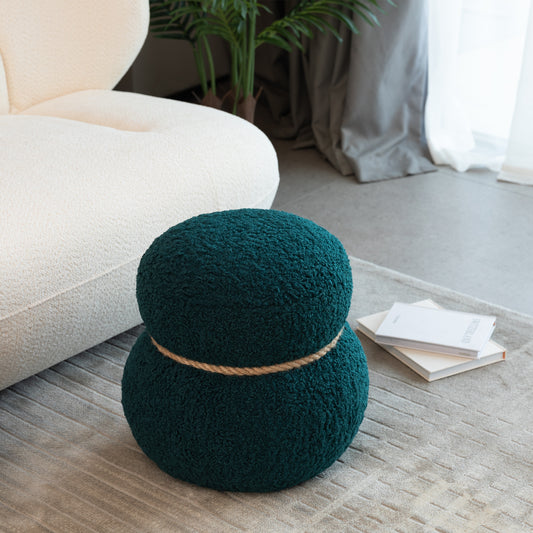 WKJ1Y Dark Green Snowman Stool, Seat Body Width 14.56 Inches, Round Belly, Playful Cute, Suitable For Any Space