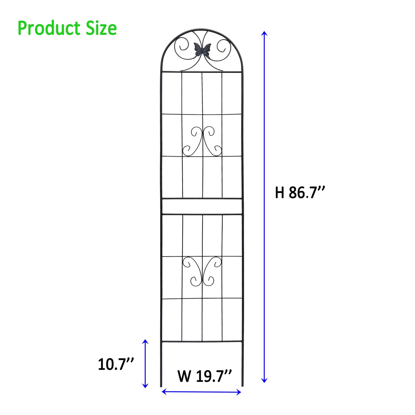 2 Pack Metal Garden Trellis 86.7  X 19.7  Rustproof Trellis For Climbing Plants Outdoor Flower Support Black