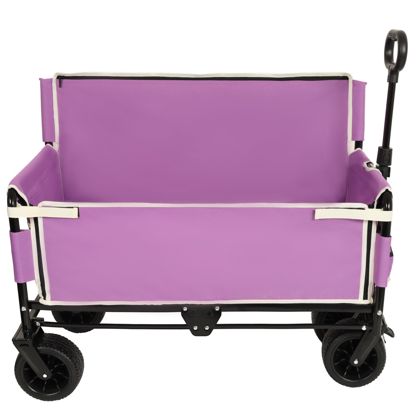 3- In- 1 Convertible Folding Wagon Cart With Bench Seat & Storage -  500lbs Heavy- Duty Utility Wagon  180L Capacity All- Terrain Wheels For Camping  Beach  Sports  Garden  Purple