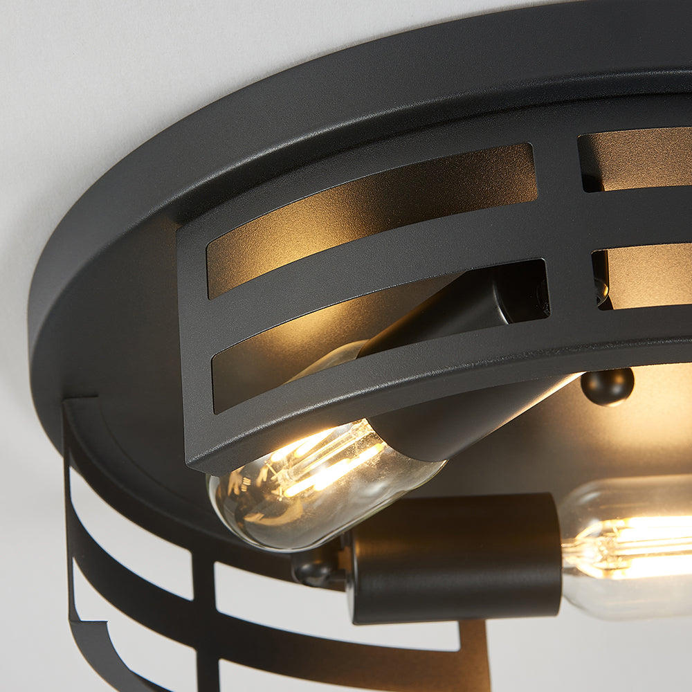 2-Light Black Flush Mount Ceiling Light Fixture,13 In Light Fixtures Ceiling Mount For Hallway,Hall,Kitchen,Farmhouse  2 Pack No Bulbs