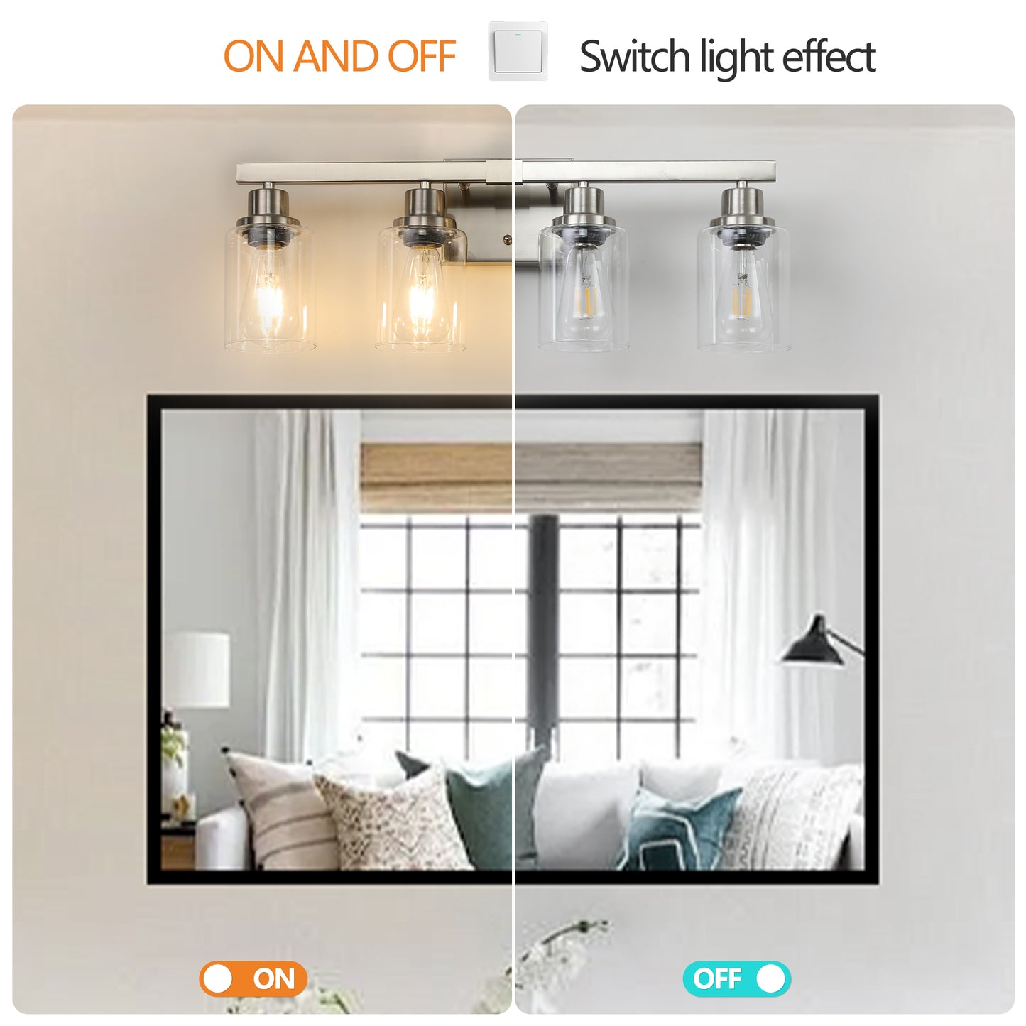 24  Modern 4-Light Bathroom Vanity Light Fixture - Brushed Nickel Finish With Clear Glass Shades, Perfect For Bathroom, Vanity, And Dressing Area Lighting No Bulbs