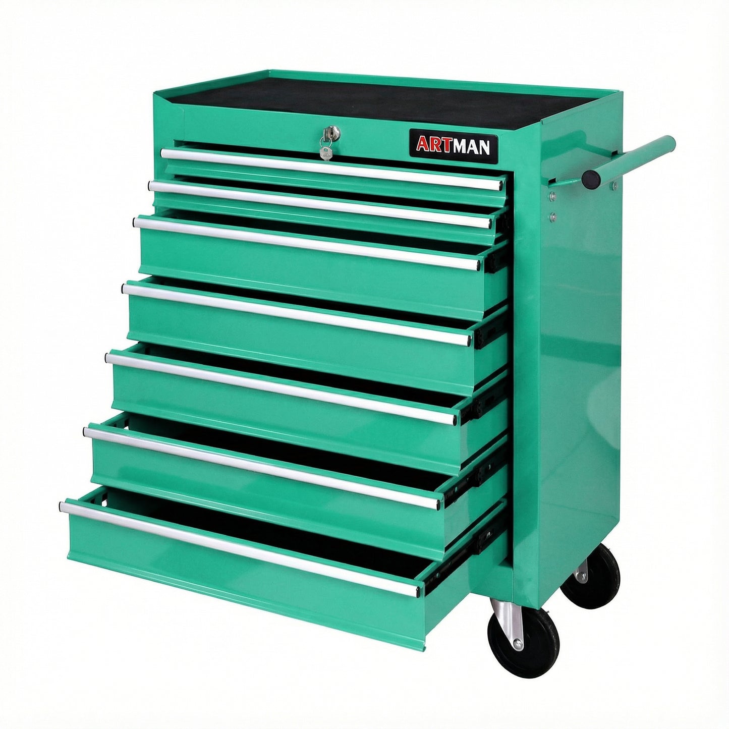 7 DRAWERS MULTIFUNCTIONAL TOOL CART WITH WHEELS-GREEN