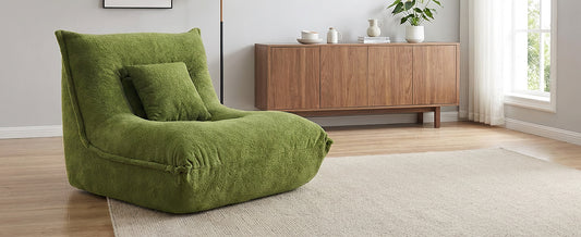 Lounge Chair With Pillow High Resilience Foam Single Sofa Indoor Couch For Bedroom Game Living Room Green No Assembly Required
