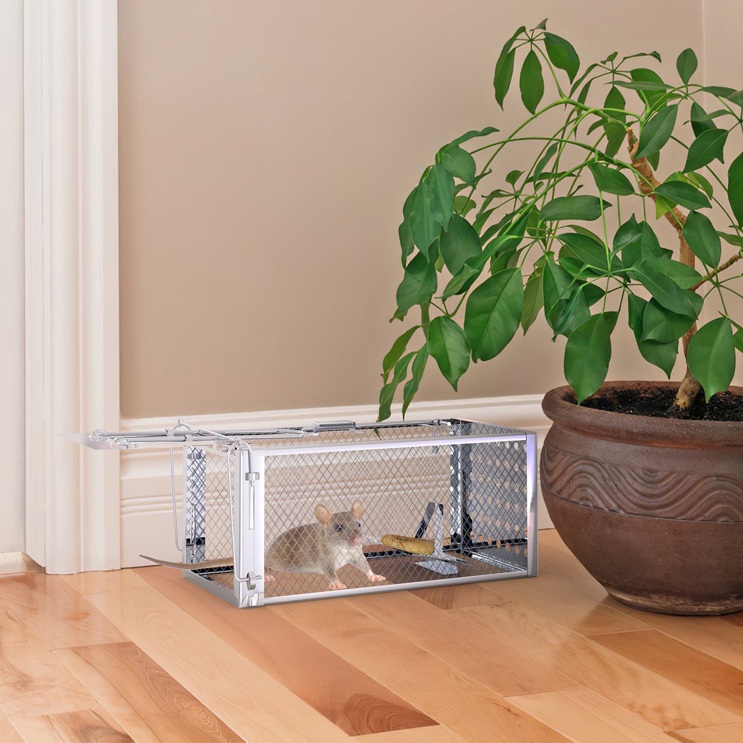 1Pc Single Door Rat Trap Cage Humane Rodent Trap Mouse Trap Indoor Outdoor For Small Rodents Mice Voles Hamsters