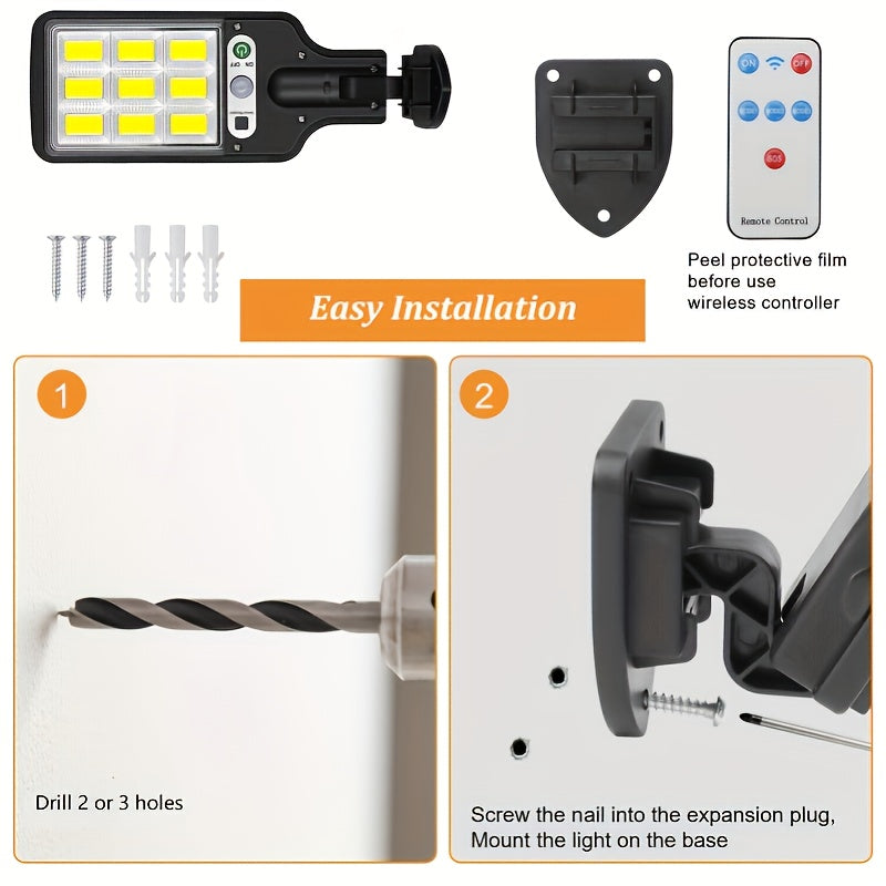 Solar Powered Motion Sensor Outdoor Garden Light With 108 COB LED Lights