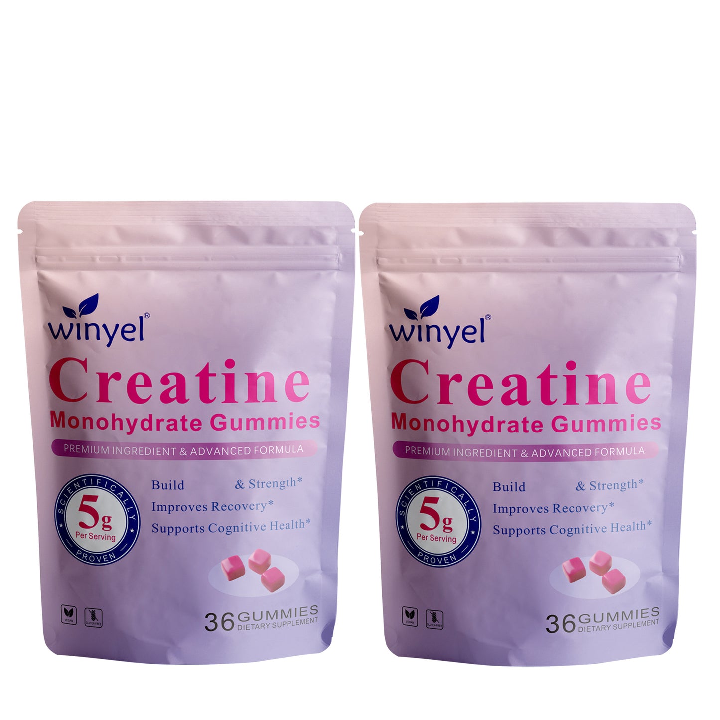 Creatine Monohydrate Gummies, 5 Grams Per Serving, Sugar-free Creatine Gummies, Suitable For Workouts, Strength, Cognitive Health, And Muscle Support, Gluten-free, Berry-enhanced, 36 Gummies.