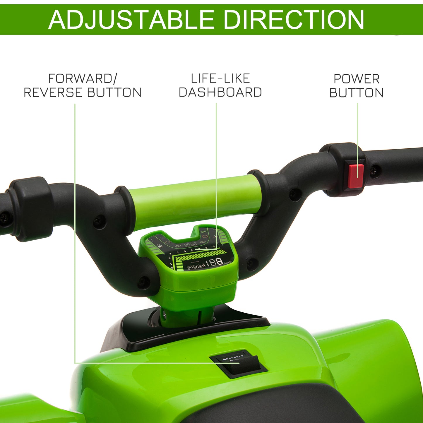 6V Kids ATV Ride On 4-Wheeler Car, Electric Quad Toy Battery Powered Vehicle With Forward/ Reverse Switch For 18-36 Months Old Toddlers, Green
