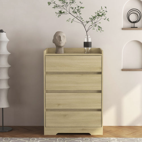 4 Drawer Dresser, Chest Of Drawers Without Handle,Dresser For Bedroom Waterproof, Modern Wooden Cabinet With Sturdy Frame For Living Room, Entryway, Bedroom, Hallway, Office