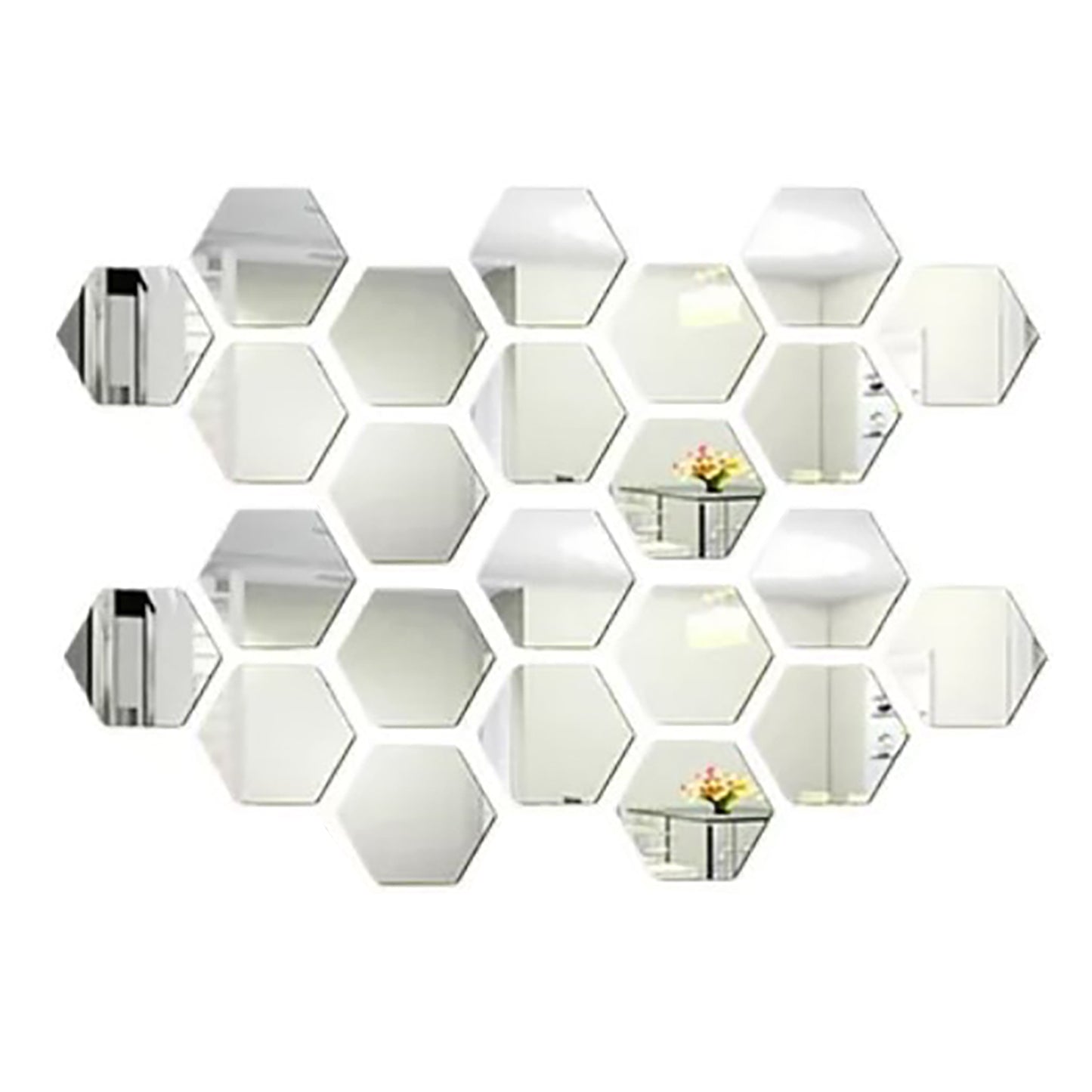 24PCS Hexagon Mirror Wall Stickers Acrylic Sticker Decoration For Home Living Room Bedroom Decor