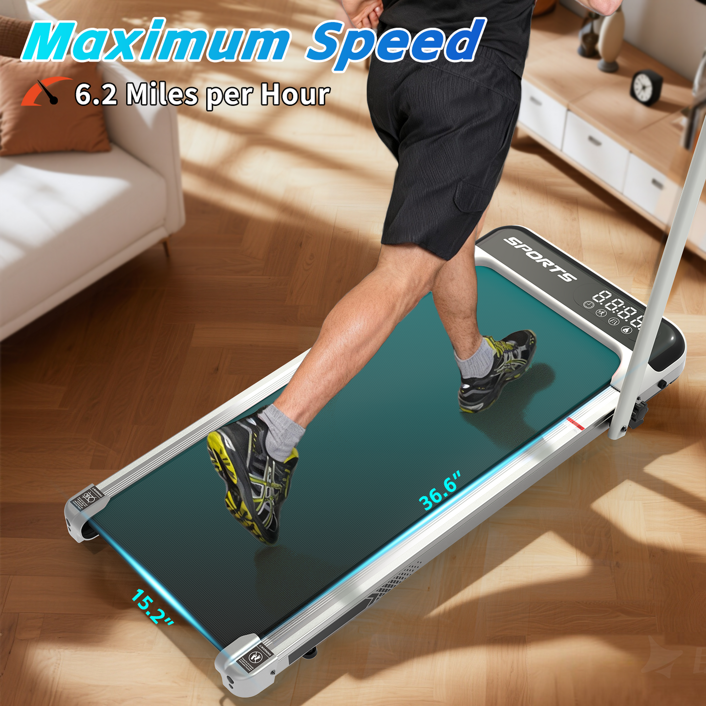 3 In 1 Under Desk Treadmill With Incline,Foldable Treadmills For Home, Walking Pad With Handle Bar For Walking And Jogging, With Remote Control & LED Display