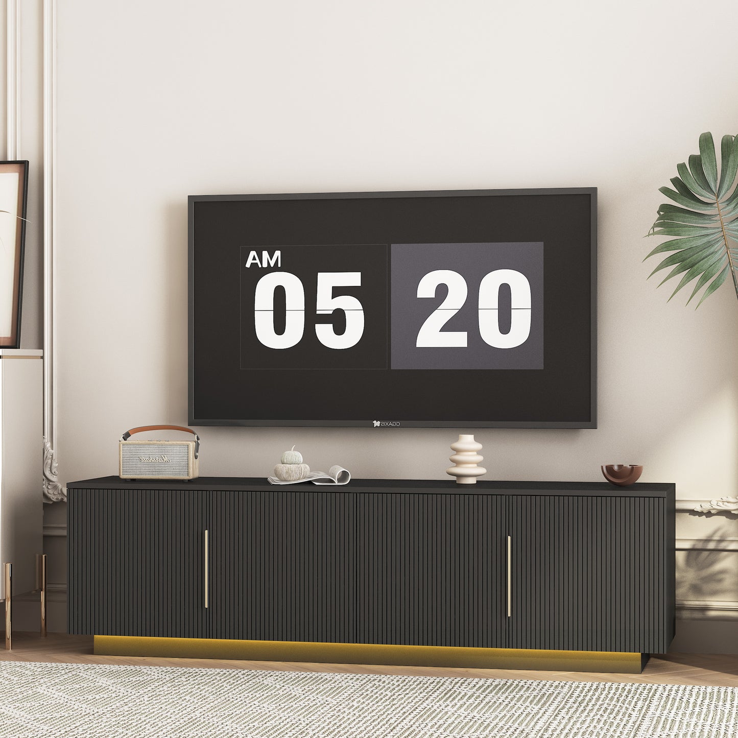 TV Stand  With 16 Color LEDs,68  Modern TV Stand,  TV Cabinet Entertainment Center For 55 60 65 Inch TV
