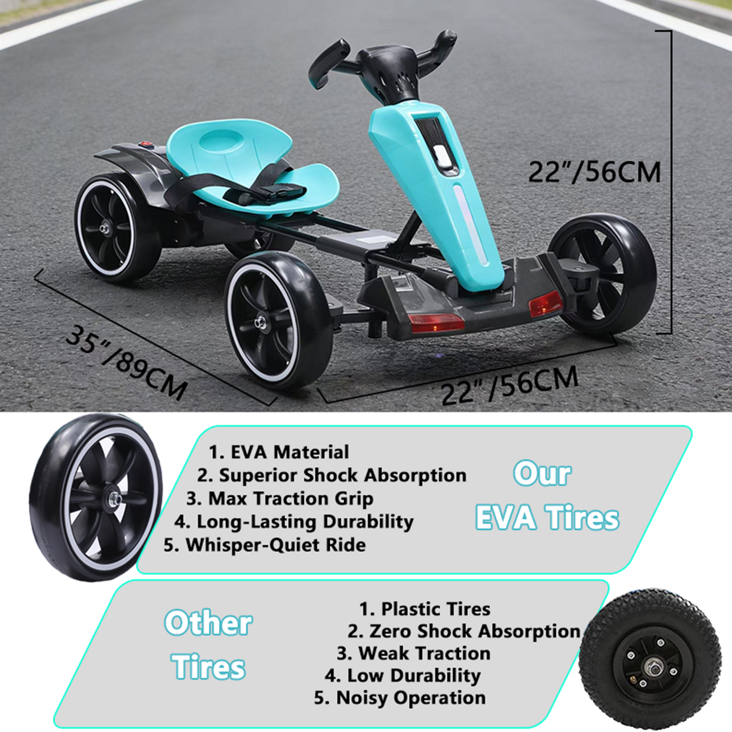 12V Electric Kids Pedal Go Kart,Folder Go Kart,Outdoor Ride On Toy With Adjustable Seat,4 Non-Slip EVA Wheels For Boys And Girls For Age 3-6 Years Old
