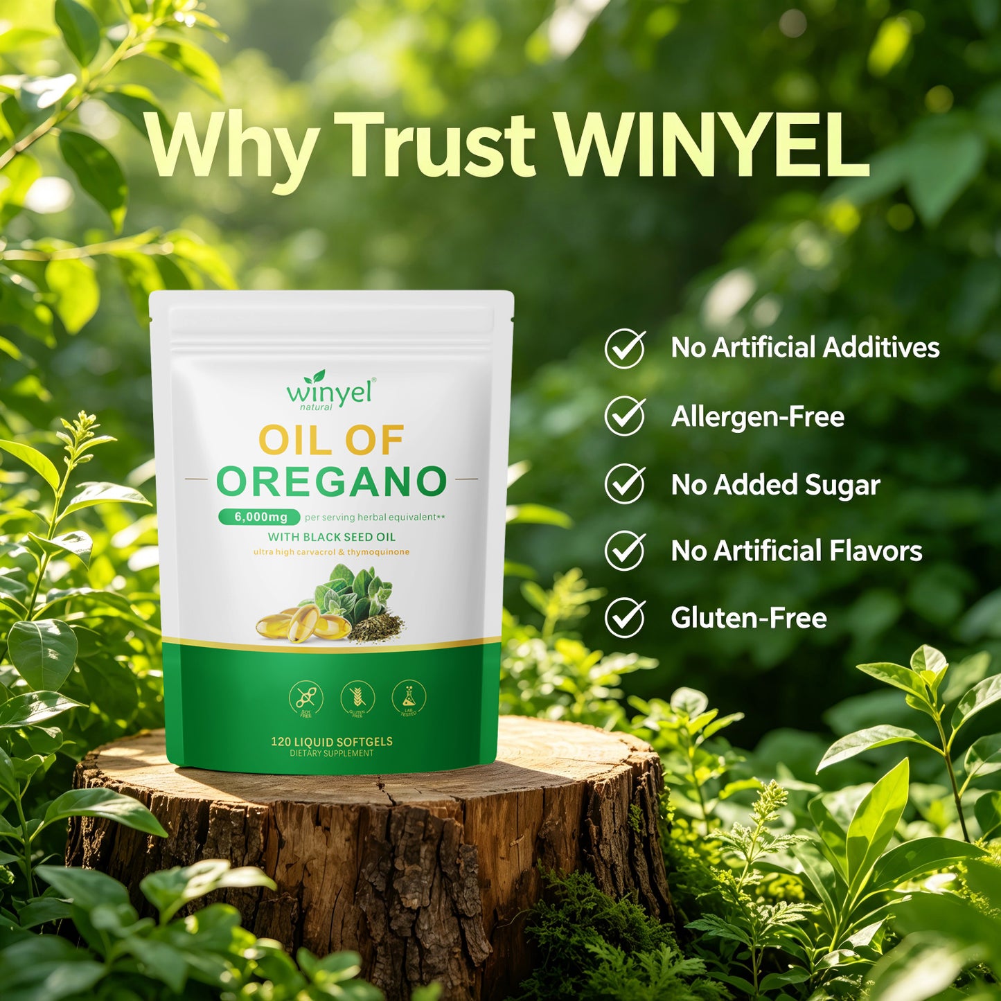 WINYEL Basil Oil Soft Capsules Containing Black Seed Oil 6000 Mg - Basil Oil Capsules Are For Immune And Digestive Support - Gluten-free Soft Capsules - 120 Capsules