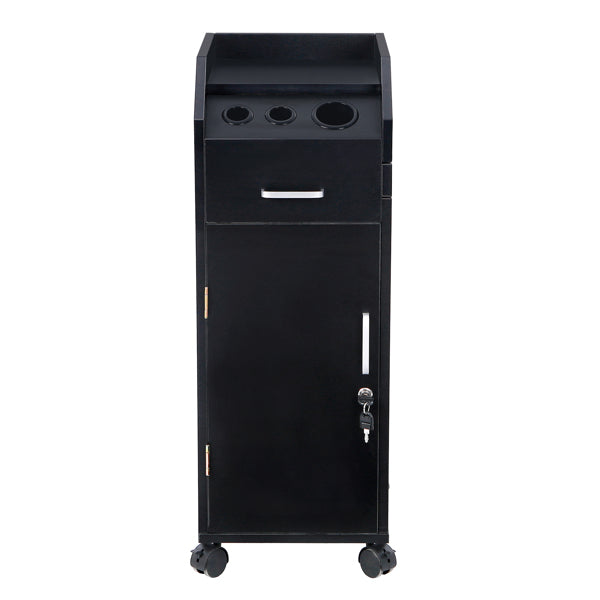 16mm Particle Board, ABS Tray,, Black Hair Salon Tool Cart