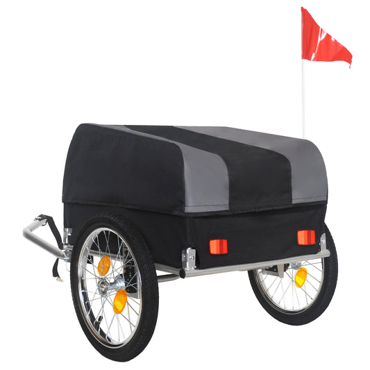 Heavy- Duty Bike Cargo Trailer With Removable Waterproof Cover  - 88 Lbs Capacity  16  All- Terrain Wheels & Foldable Design For Camping  Groceries  Gray Black