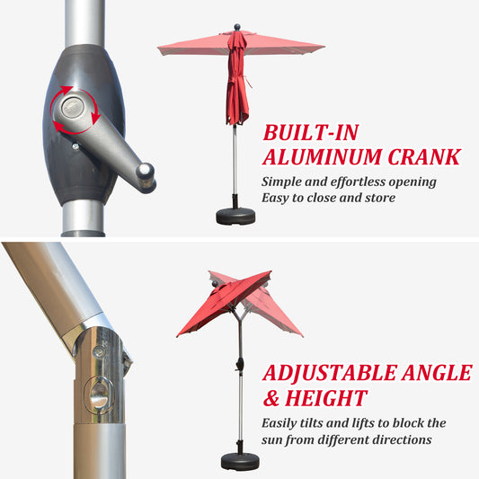 Rectangle Patio Umbrella With Crank Lift And Tilt Function, Brick Red   Base Not Included
